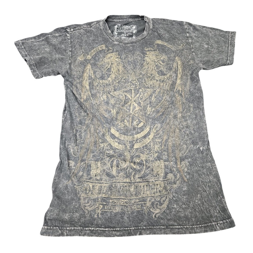 Fifth Foundation Graphic TShirt Size‎ Small Gray Acid Wash Distressed Grunge Y2K